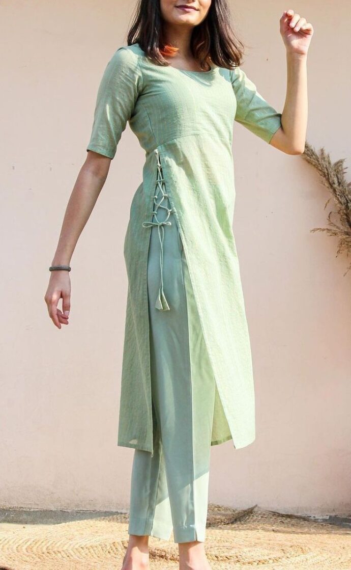 Purple Hand Block Printed Long Dress