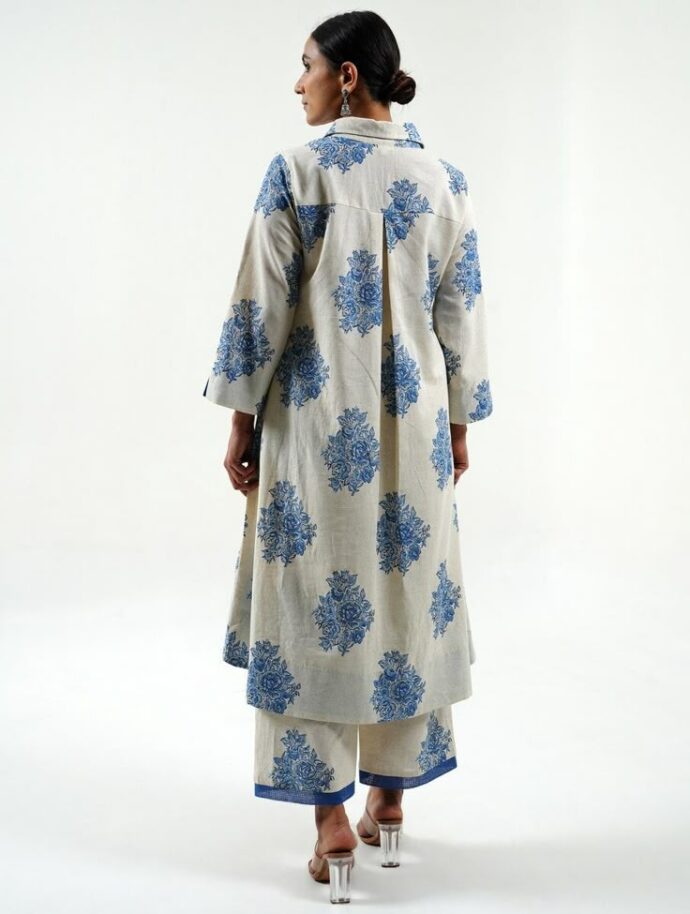 White Floral Printed Kurta