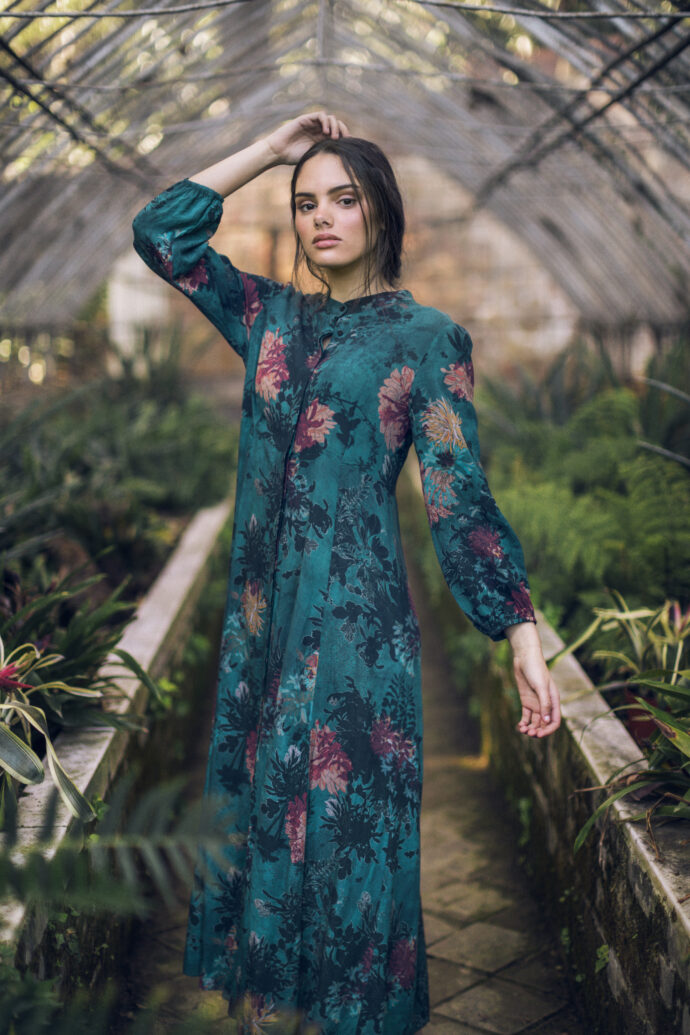 Dark Purple Straight Cotton Kurta with Printed Side Panels
